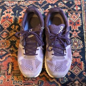On running purple and teal sneakers 6.5
